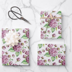 Camellia Rose Garden Flowers Wrapping Paper Sheet