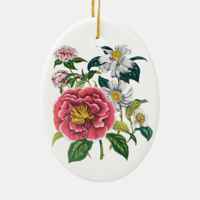 Camellias Ceramic Tree Decoration (Back)