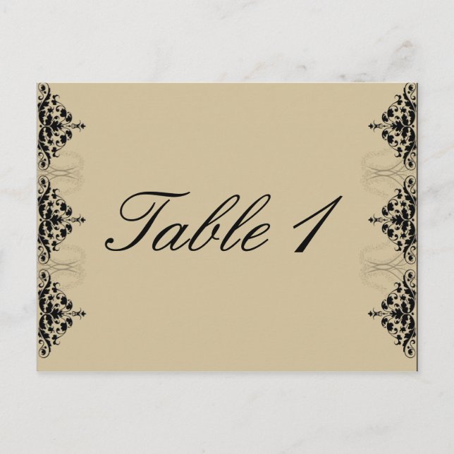 Camelot Gold with Black Scrolls Table Number Postcard (Front)