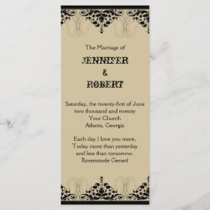 Camelot Gold with Black Scrolls Wedding Program Programme