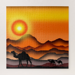 Camels At Sunset Desert Puzzle