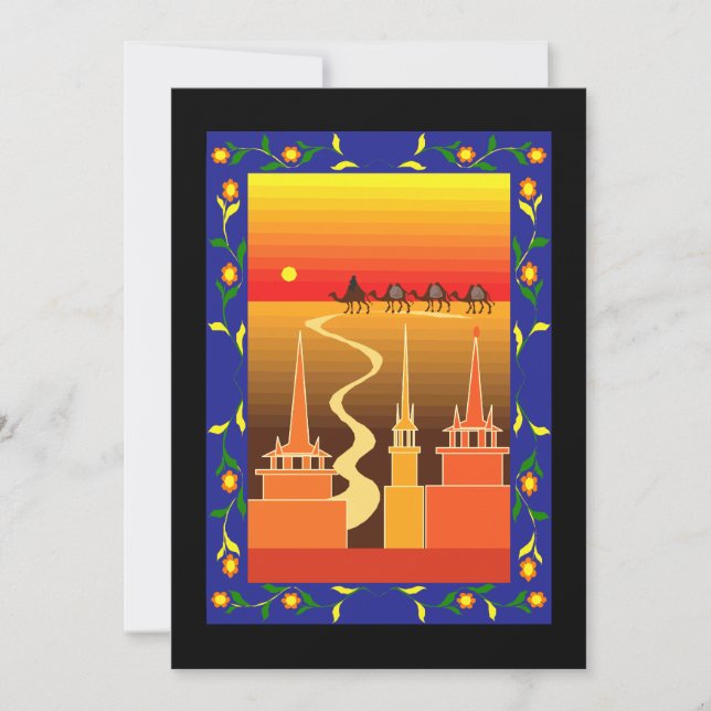 Camels beyond the city invitation (Front)