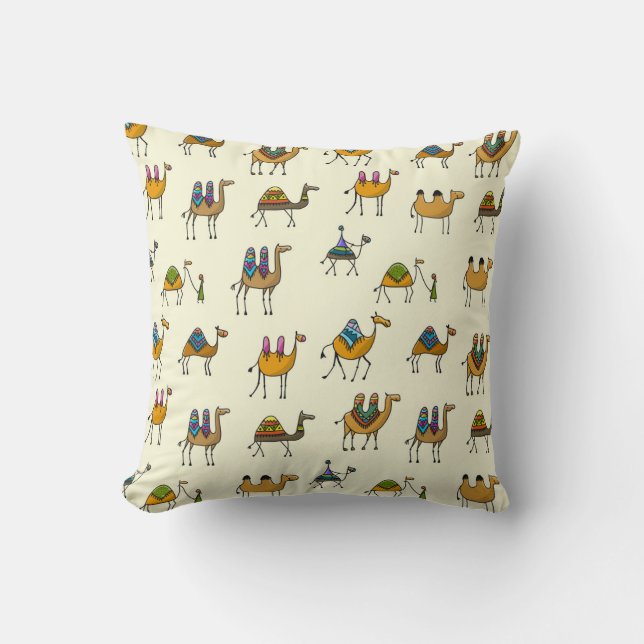 Camels Caravan Decorative Seamless Pattern Cushion (Front)