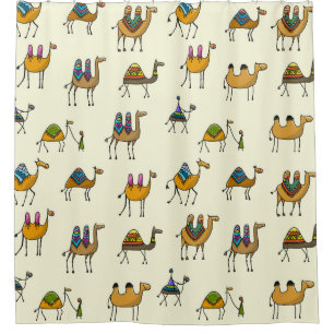 Camels Caravan Decorative Seamless Pattern Shower Curtain