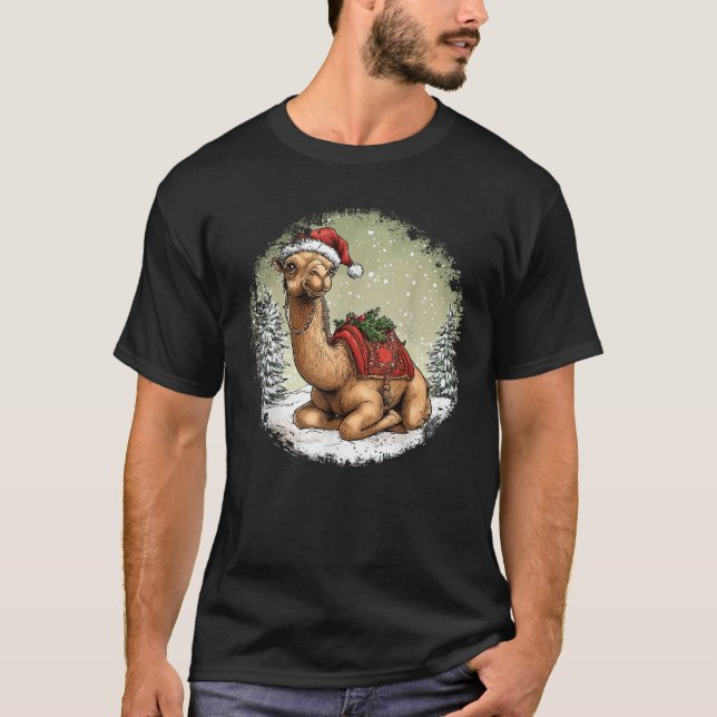 Camels Christmas Santa Claus Camel  T-Shirt (Front)