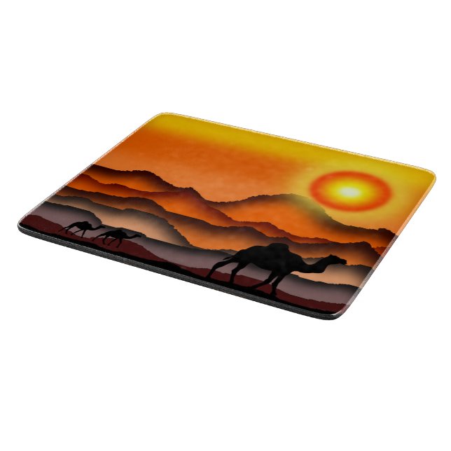 Camels Cutting Board with Desert Sunset (Corner)