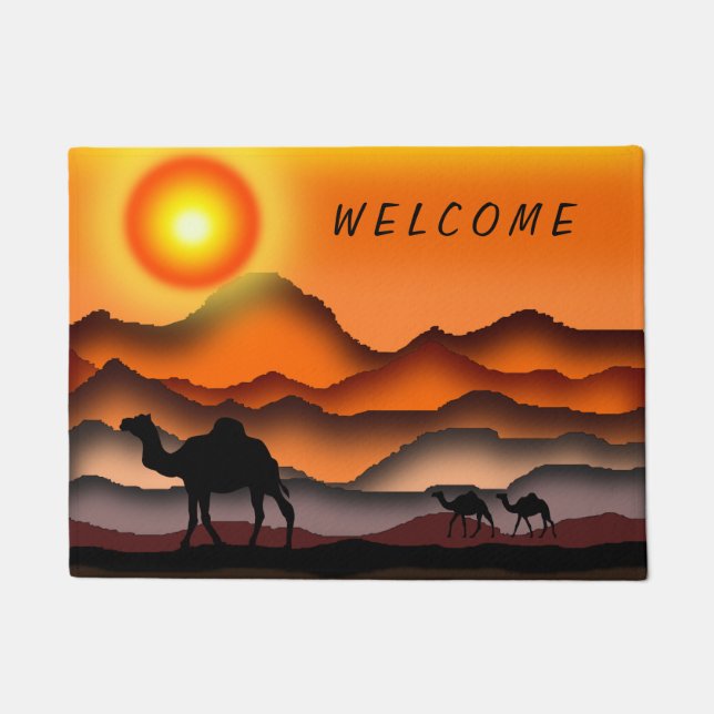 Camels Doormat Sunset Deert - Welcome (Front)