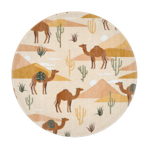 Camels Dunes Cacti: Desert Seamless Cutting Board