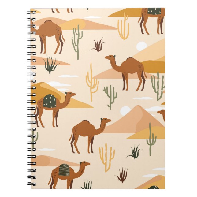 Camels Dunes Cacti: Desert Seamless Notebook (Front)