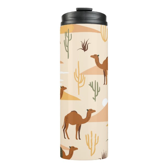 Camels Dunes Cacti: Desert Seamless Thermal Tumbler (Front)