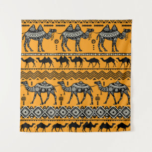 Camels Illustration Seamless Pattern Design. Tapestry