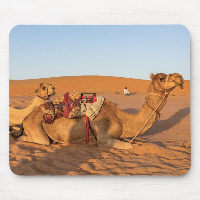 Camels in Oman desert Mouse Mat (Front)