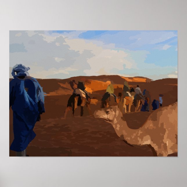 Camels in the Sahara Poster (Front)