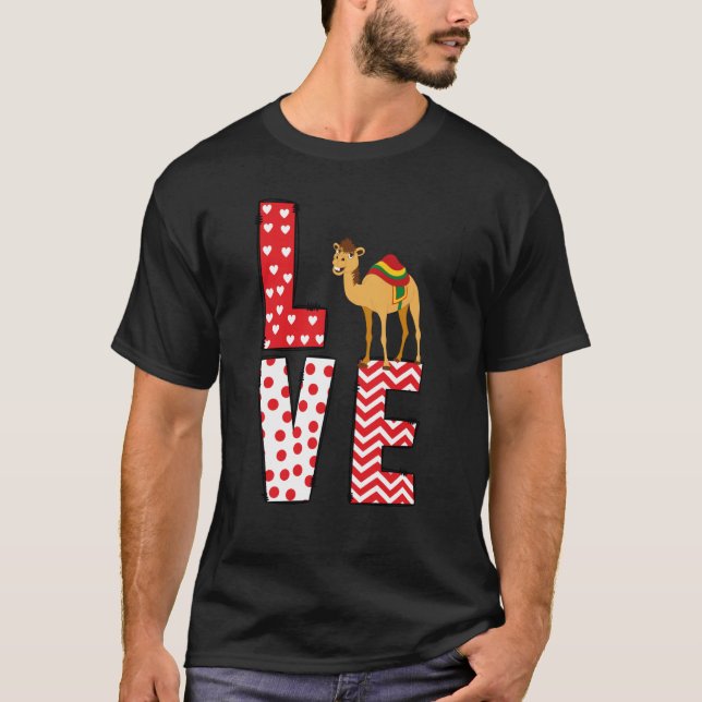 Camels Valentines Day Love Valentine Cute Hearts T-Shirt (Front)
