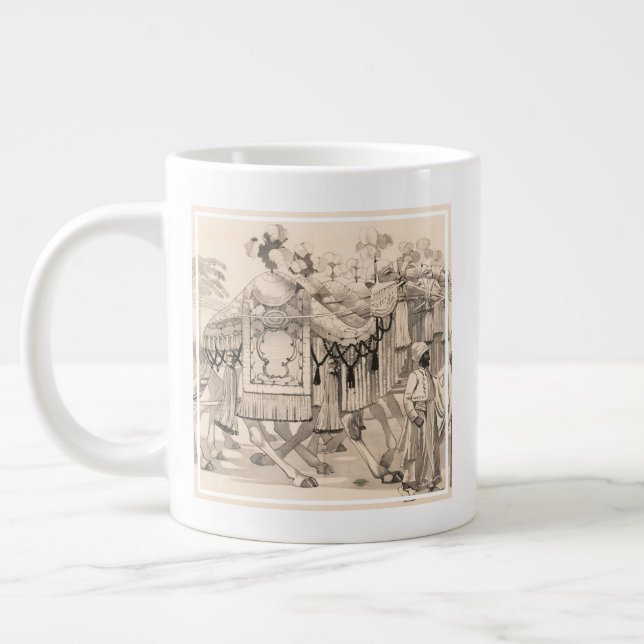 Camels Walking Dressed In Costume Large Coffee Mug (Left)