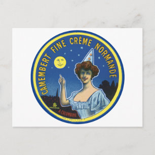 Camembert Fine Creme Normandie Label Postcard