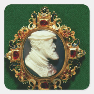 Cameo bearing the portrait of Charles I of Spain Square Sticker