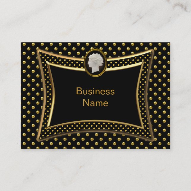 Cameo Black Gold Spot Elegant Business Business Card (Front)