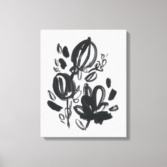 Cameo Bloom - Black and White Canvas Print (Front)