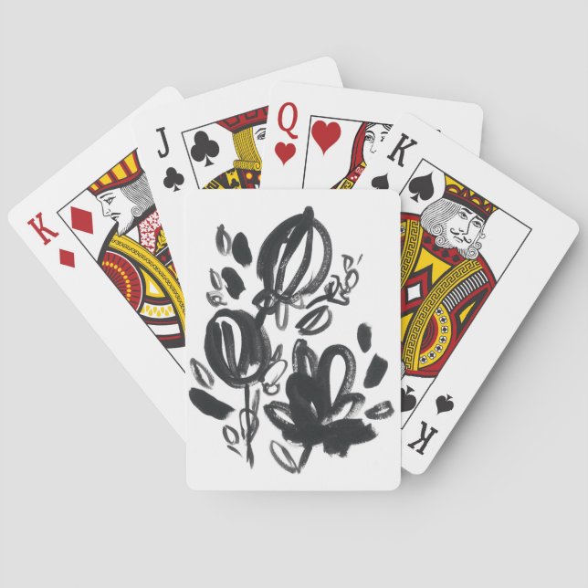 Cameo Bloom - Black and White Playing Cards (Back)
