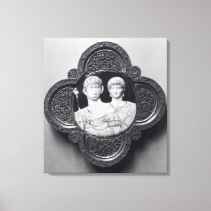 Cameo depicting Emperor Honorius and his wife Canvas Print