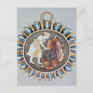 Cameo depicting Emperor Shah Jahan killing lion Postcard