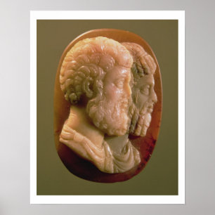 Cameo depicting Marcus Aurelius (121-180) and Luci Poster