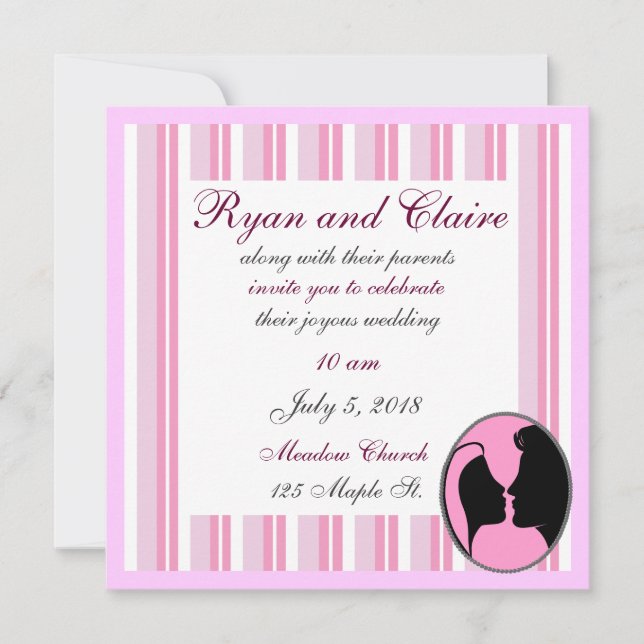 Cameo Kiss Silhouette Wedding Invitations (Front)