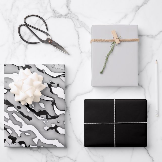 Cameo long light grey design wrapping paper sheet (Front)