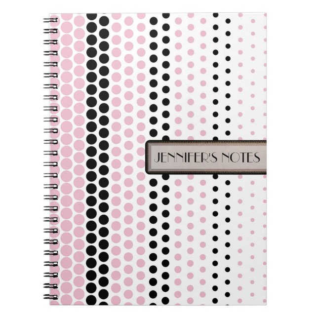 Cameo Pink and Black Polka Dot Notebook (Front)