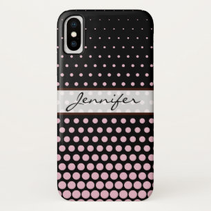 Cameo Pink Polka Dot Elegant Modern Black iPhone X Case
