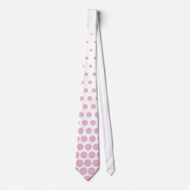 Cameo Pink Polka Dot Modern White Tie (Front)