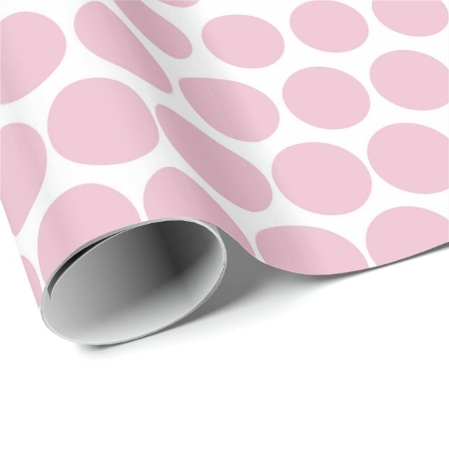 Cameo Pink Polka Dot Modern White Wrapping Paper (Roll Corner)