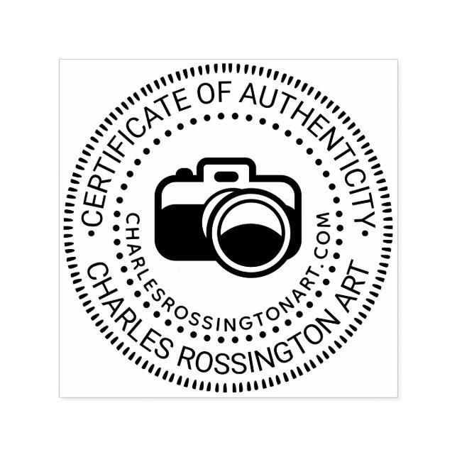 Camera #3 “Certificate of Authenticity” Name URL Self-inking Stamp (Design)