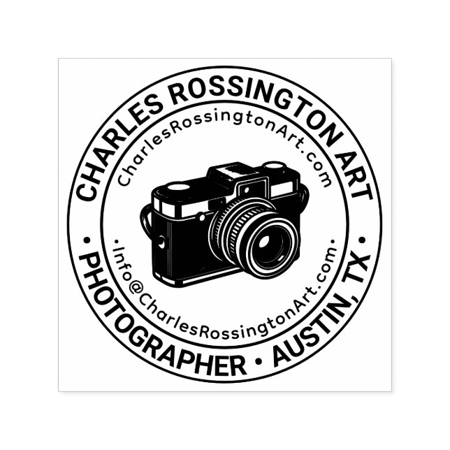 Camera #6 Photo Business Name Location URL Email Self-inking Stamp (Design)