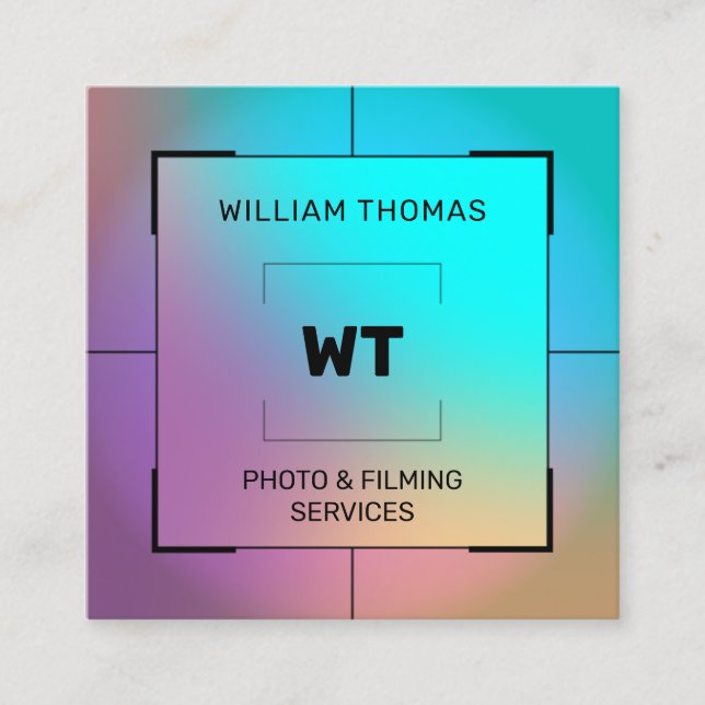 Camera aim photographer square business card (Front)