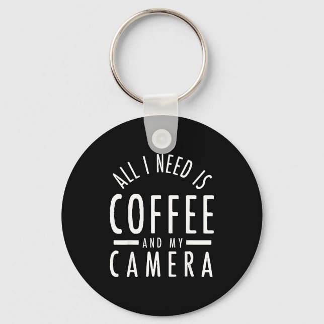 Camera &amp; Coffee - Funny Photography Quote Phot Key Ring (Front)