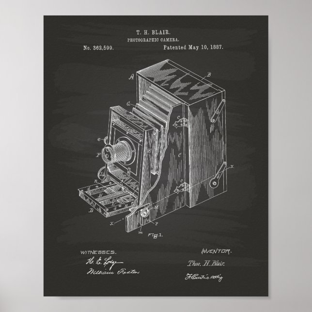 Camera Apparatus 1887 Patent Art - Chalkboard Poster (Front)