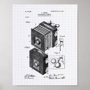 Camera Apparatus 1887 Patent Art - Lined Peper Poster