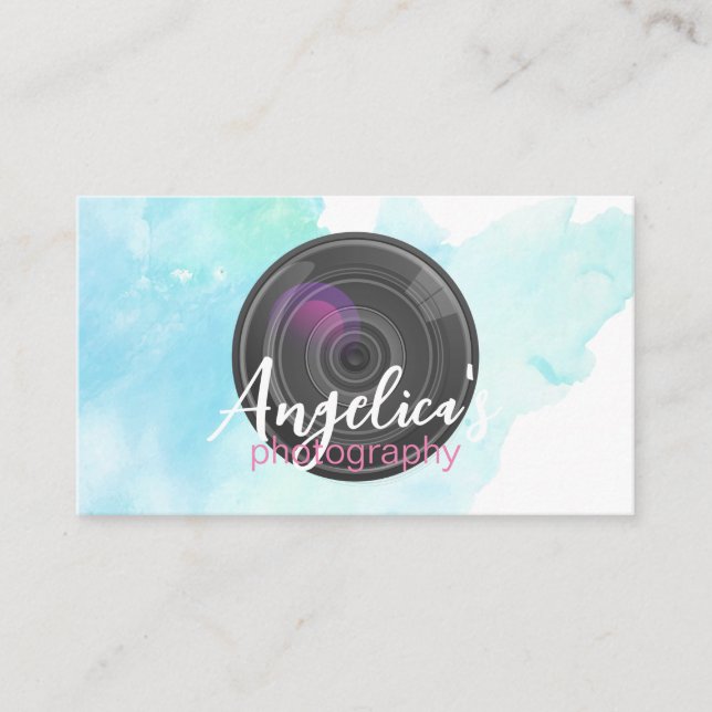 Camera | Artistic | Creative | Watercolor Business Card (Front)