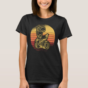 Camera Bird Retro Sunset Aperture Lens Photos Phot T-Shirt