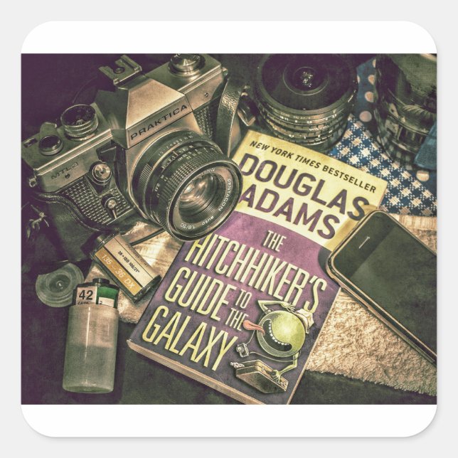 Camera Book Cell Phone Postcrossing Square Sticker (Front)