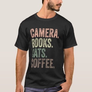 Camera Books Cats and Coffee Lover Photography Men T-Shirt