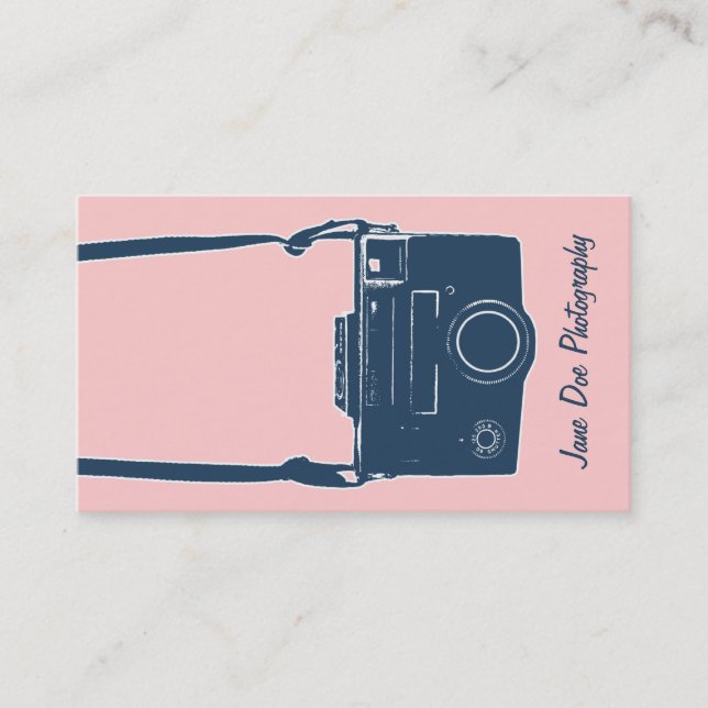 Camera Business, Pink Photography Antique Film Business Card (Front)