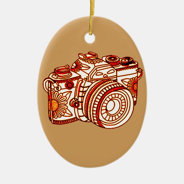 Camera Ceramic Tree Decoration (Front)