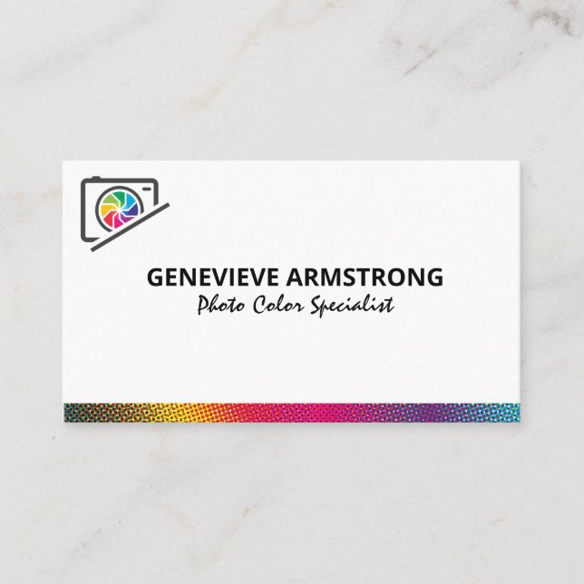 Camera Colourful Lens Logo | Halftone  Business Card (Front)