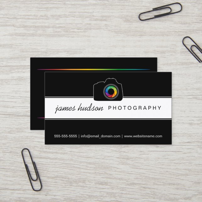 Camera Colourful Shutter Photography Business Card (Front/Back In Situ)