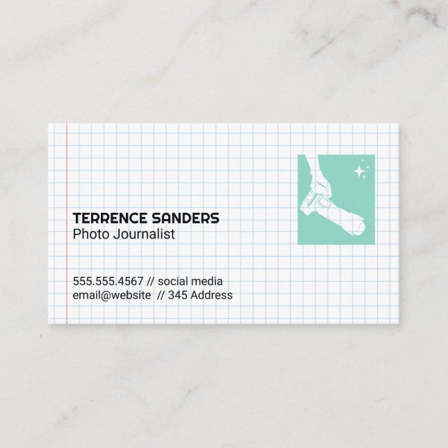 Camera | Grid Paper | Journalism  Business Card (Front)