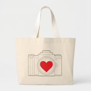 Camera Heart Large Tote Bag
