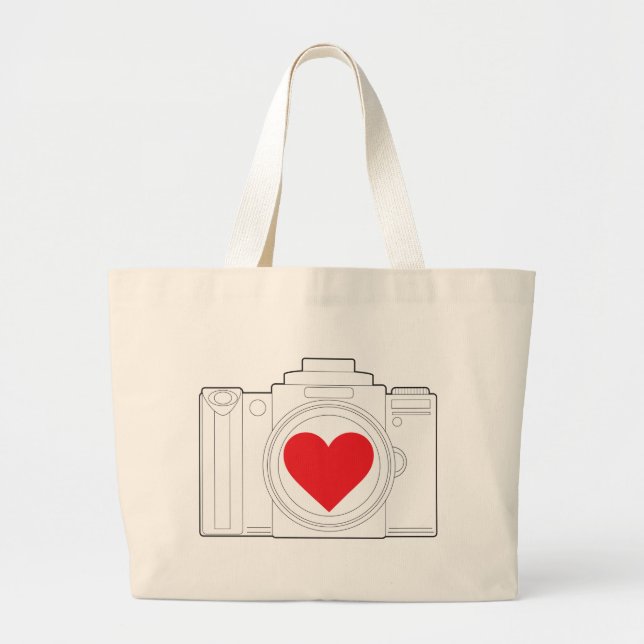 Camera Heart Large Tote Bag (Front)